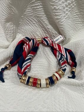 Piper K Patriotic Scarf Necklace ADJUSTABLE